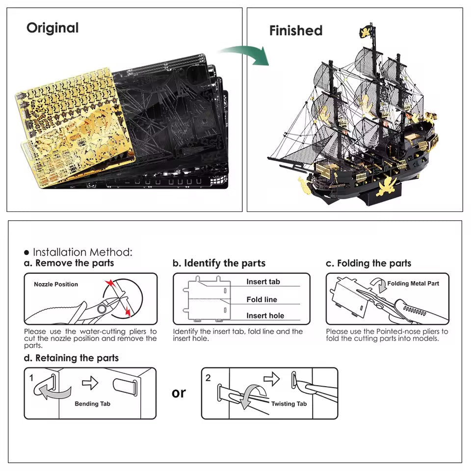 Piececool 3D Black Pearl Metal Ship