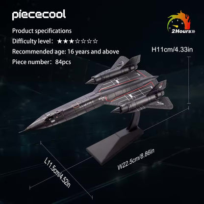 PieceCool 3D Blackbird Recon Aircraft Metal Puzzle